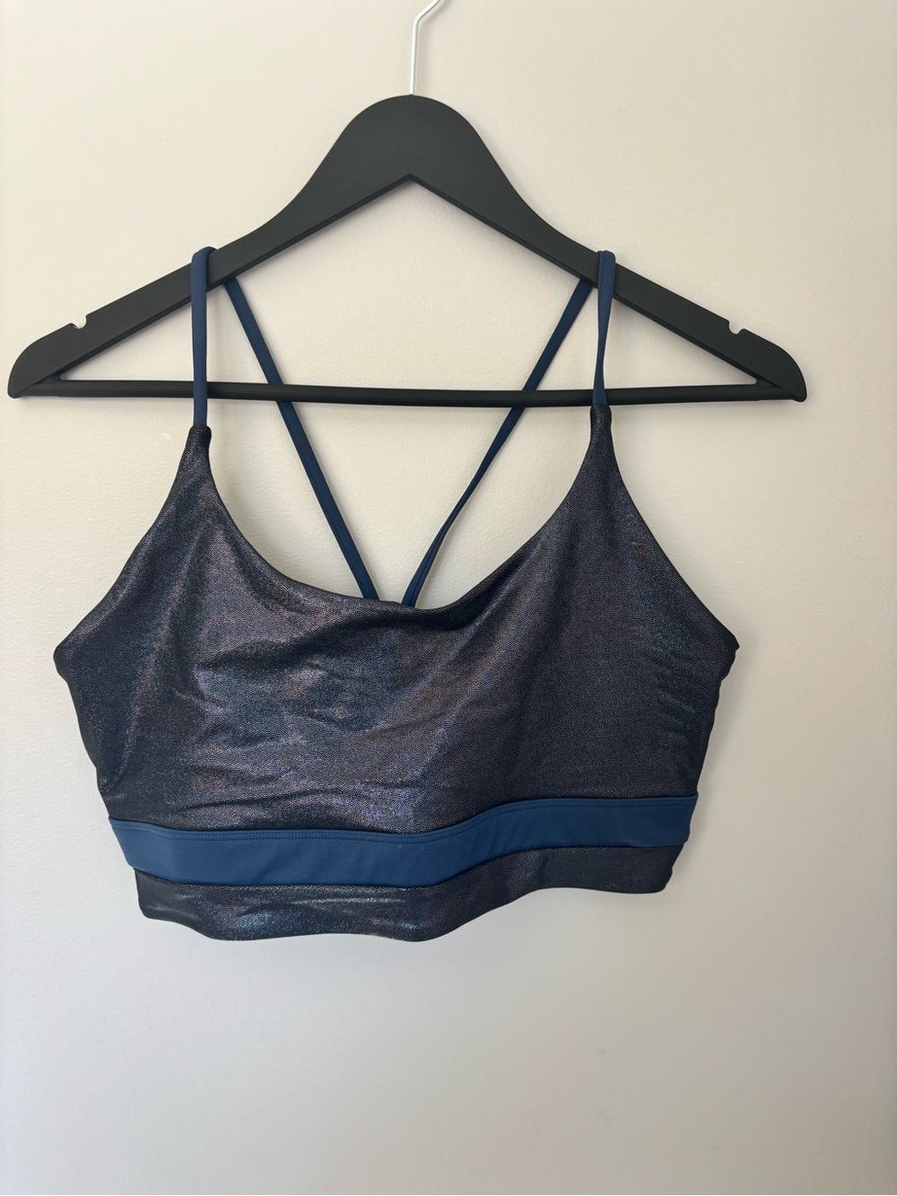 Zyia Active Navy Shimmer Sports Bra - Size: Xl